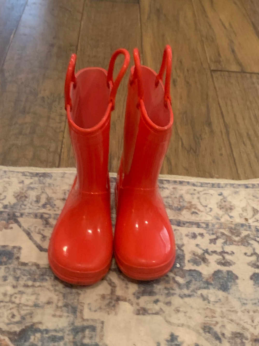 Kids Waterproof Red Pull-On Rain Boots